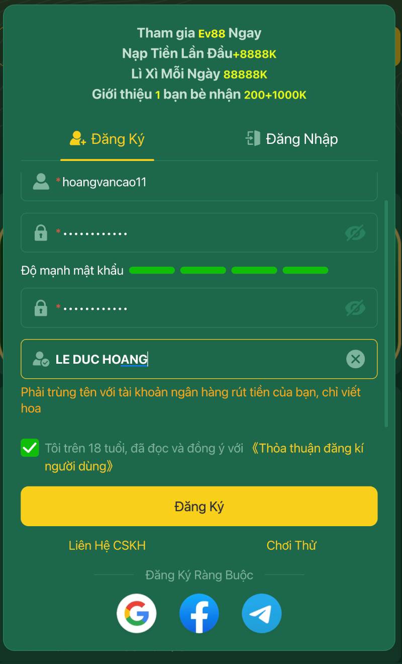 Bước 2: Điền thông tin cá nhân