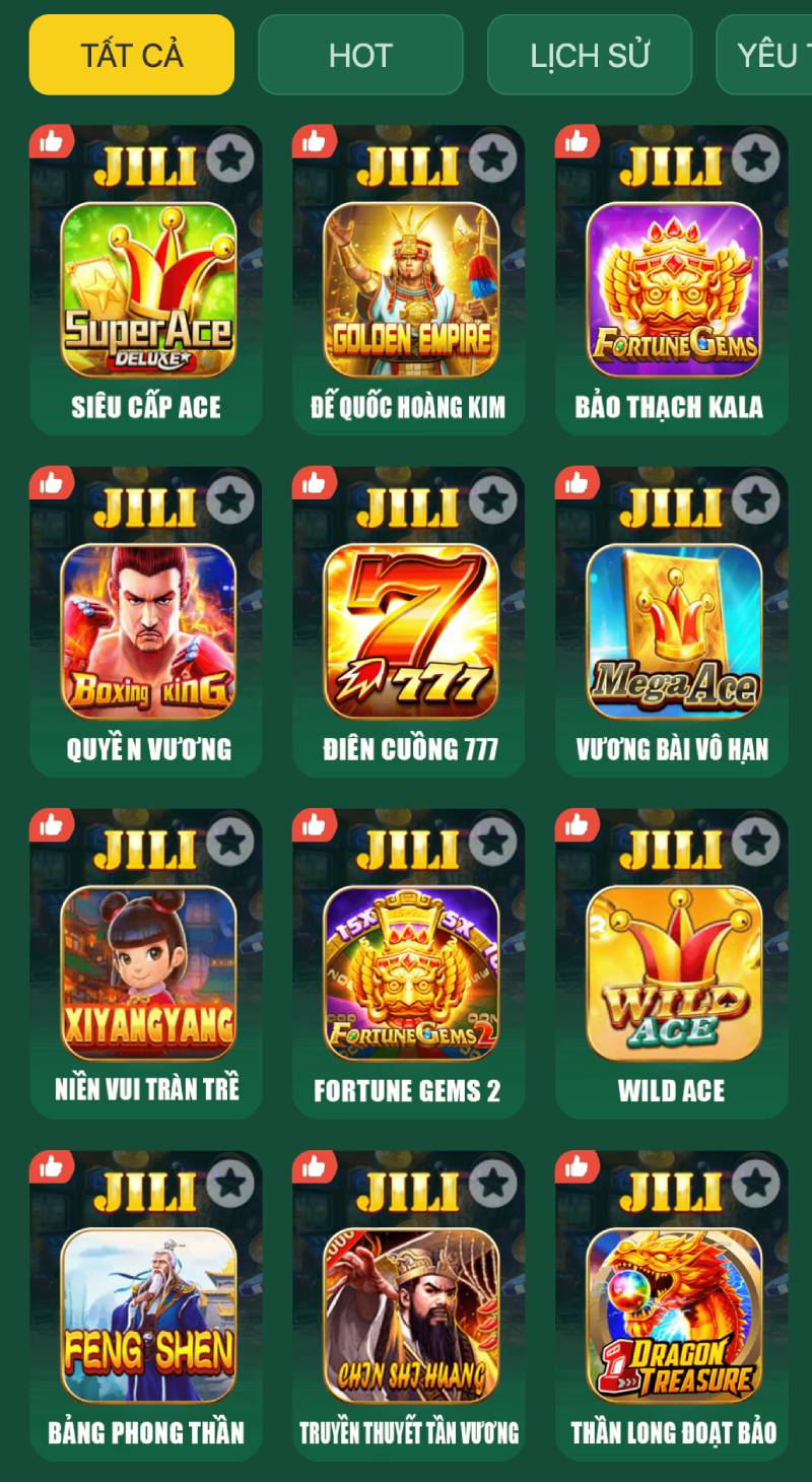 Các trò chơi nổi bật trong sảnh JILI