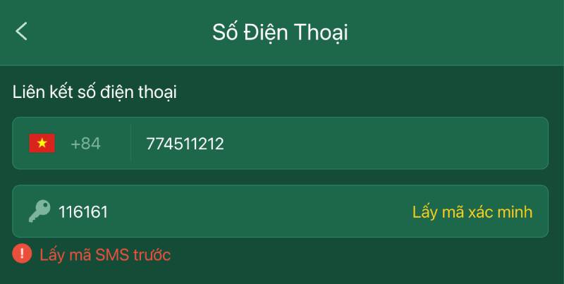 Xác minh bằng số điện thoại (SMS)